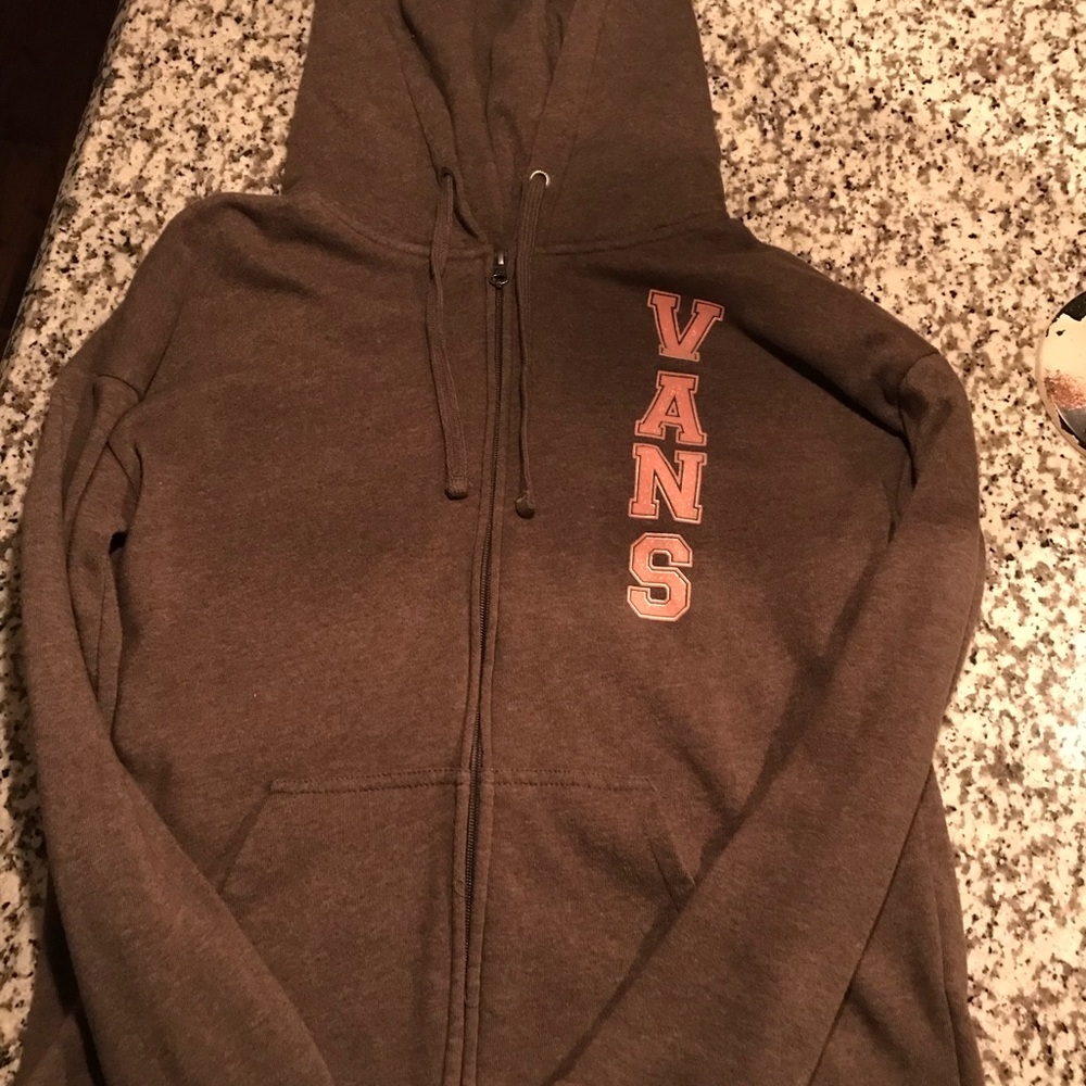Vans army green hooded jacket with tan lettering